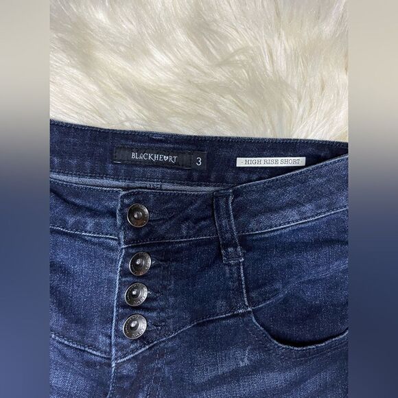 Blackheart Indigo V stitch button fly denim shorts sz 3 - Picture 3 of 10